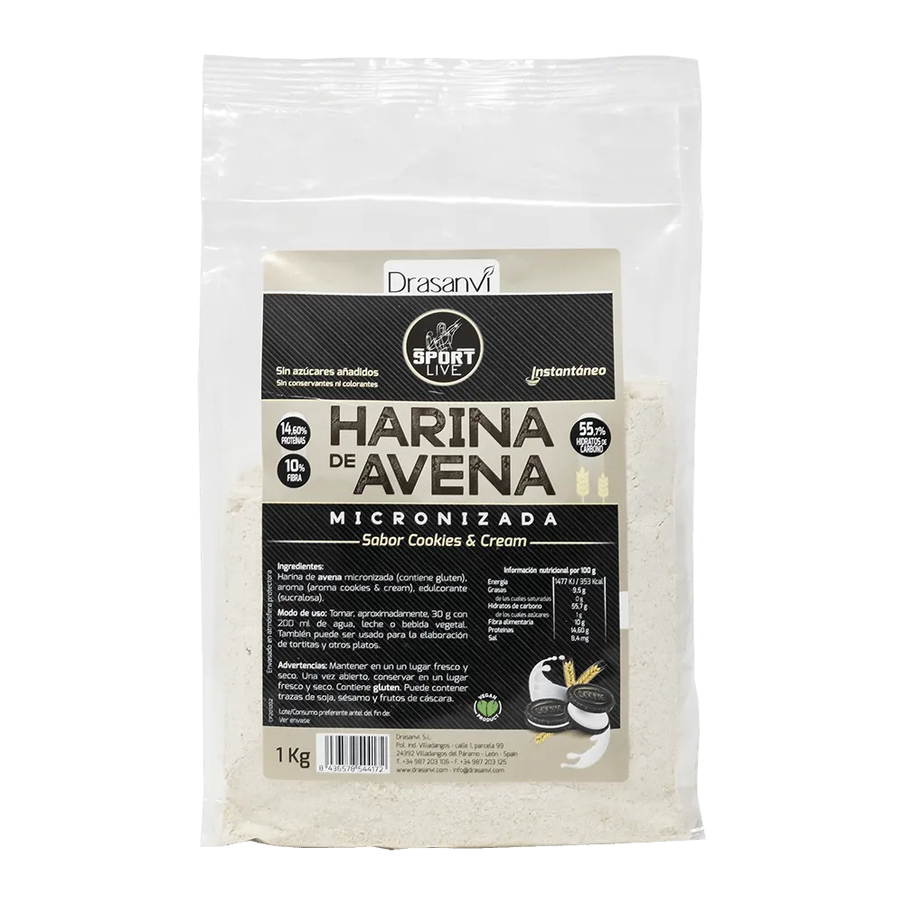 HARINA AVENA SABOR COOKIES & CREAM 1KG SPORT LIVE DRASANVI