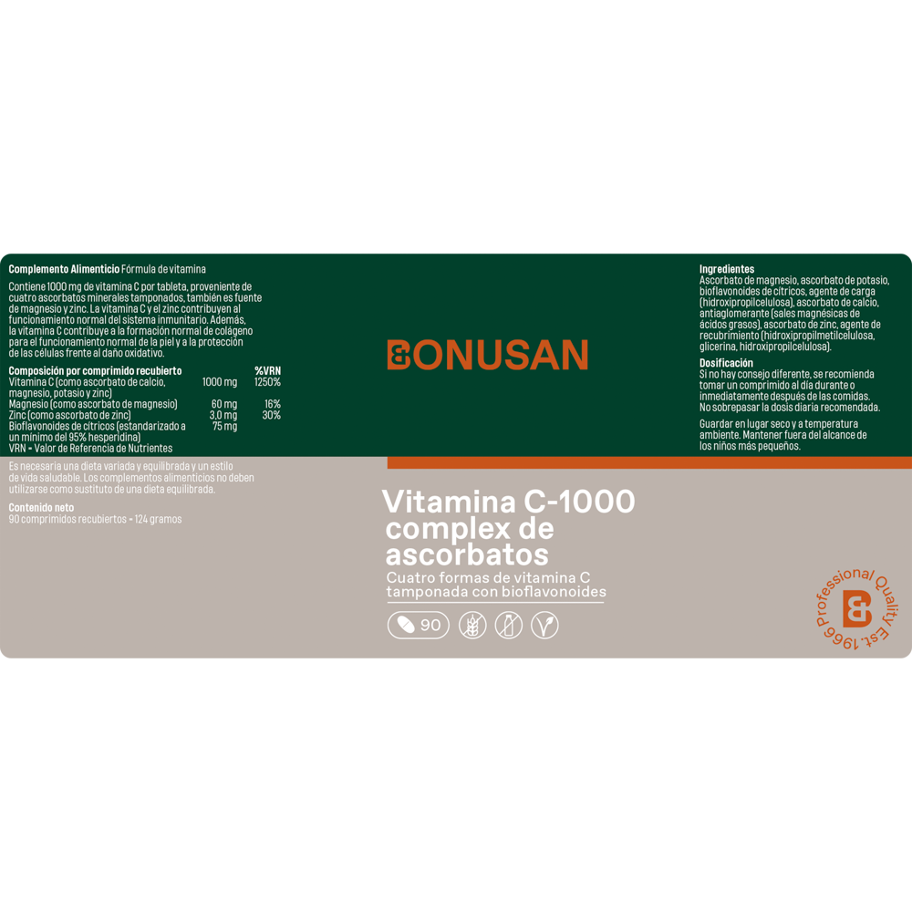 Vitamina C-1000 Complejo De Ascorbatos - 90 tabletas Bonusan