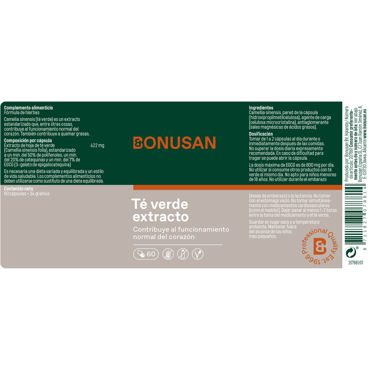 Te Verde Extracto - 60 cáps vegetales Bonusan