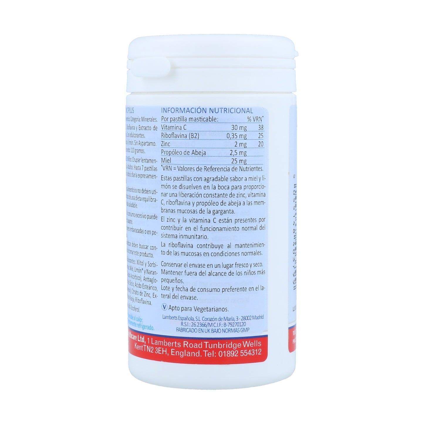 Zinc Plus - 100 pastillas (limón - miel)