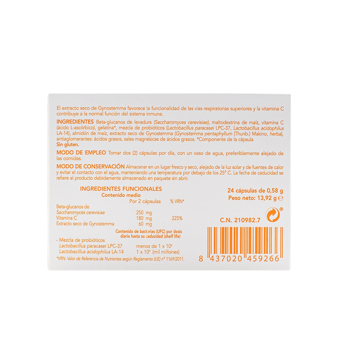 Aflugenex probiótico inmunidad - 24 caps
