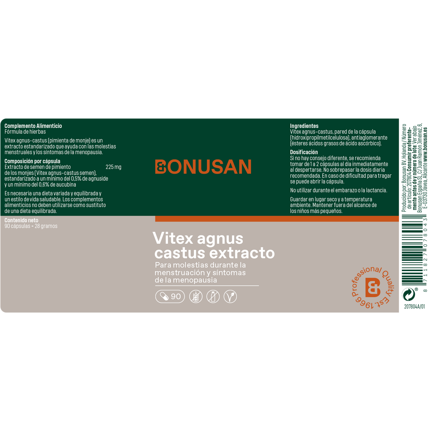 Vitex Agnus Castus Extracto - 90 cápsulas Bonusan