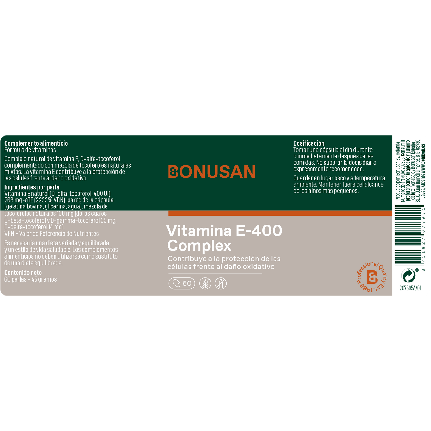Vitamina E-400 Complejo - 60 cápsulas de gel Bonusan