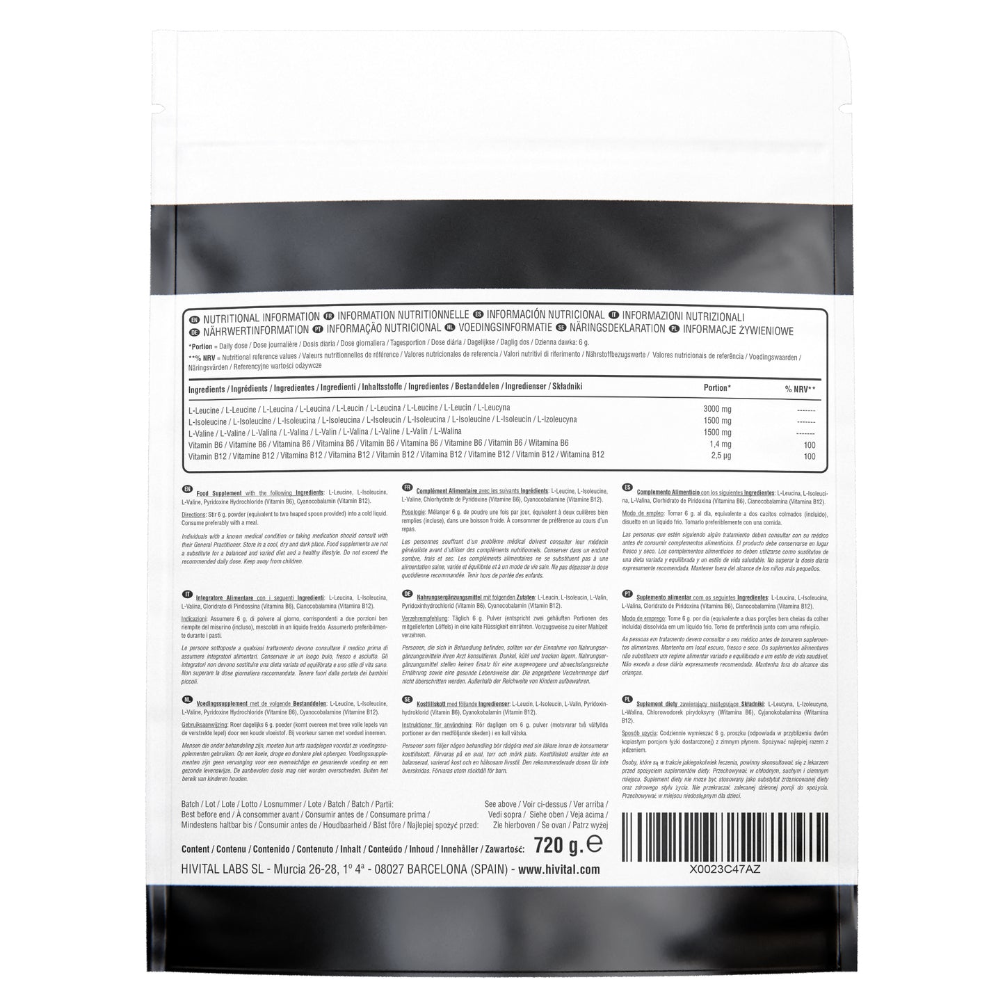 BCAA 2:1:1 6000 mg - 720 gr