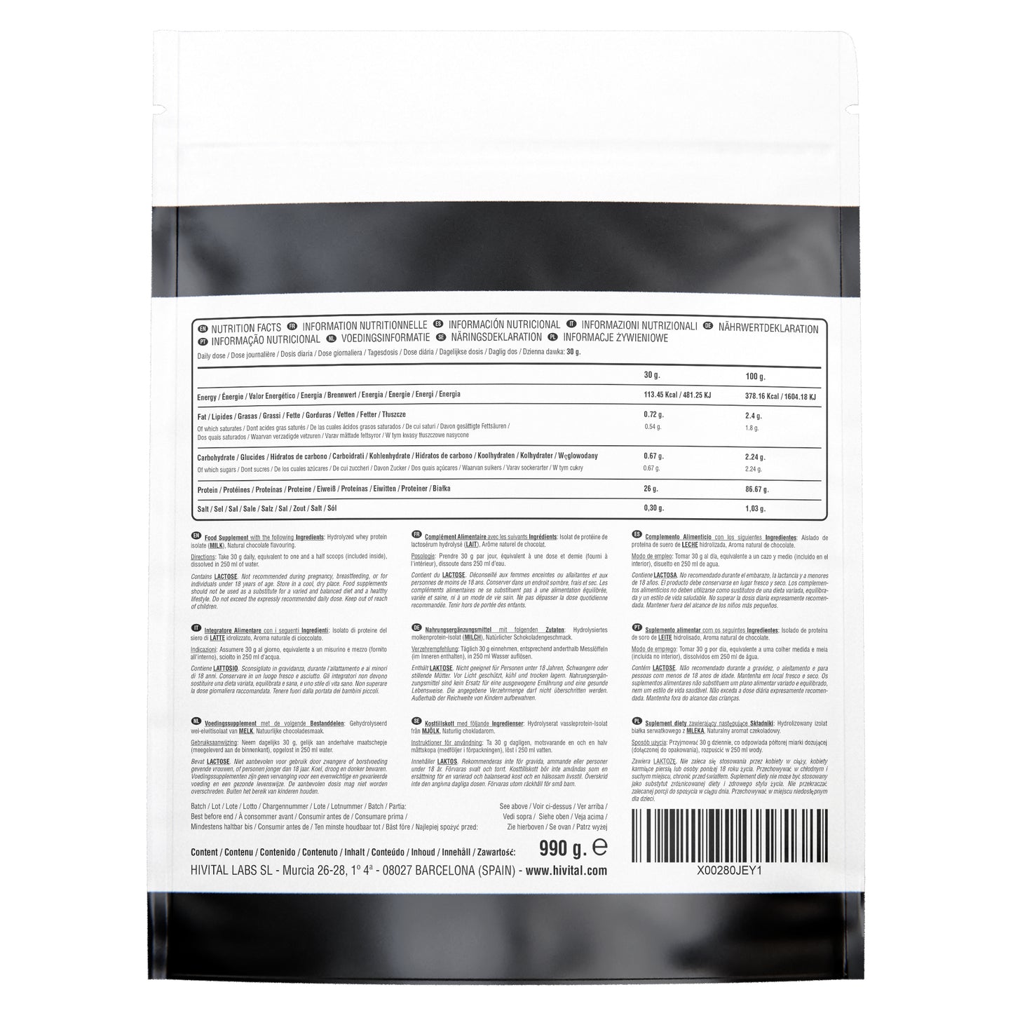 Proteína aislada de suero de leche ISOLATE - 1 kg