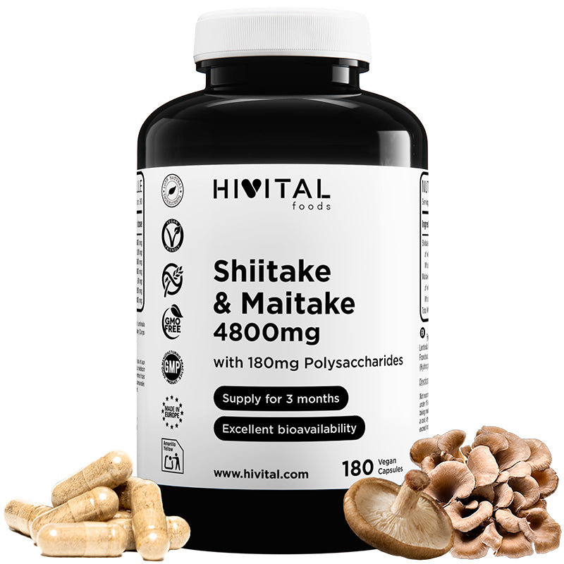 Shiitake y Maitake 4800 mg - 180 cápsulas veganas