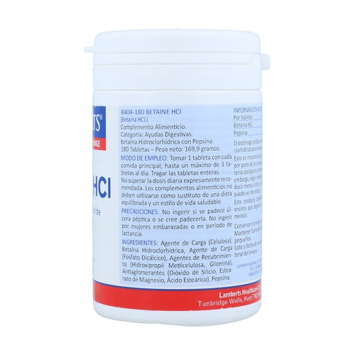Betaína HCL con Pepsina - 180 tabs