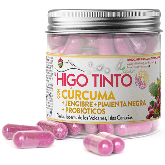 Higo tinto con Cúrcuma + Jengibre + Pimienta negra + probioticos - 90 caps