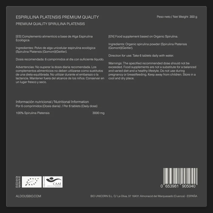 Espirulina Eco máxima dosis 3000mg - 600 comp