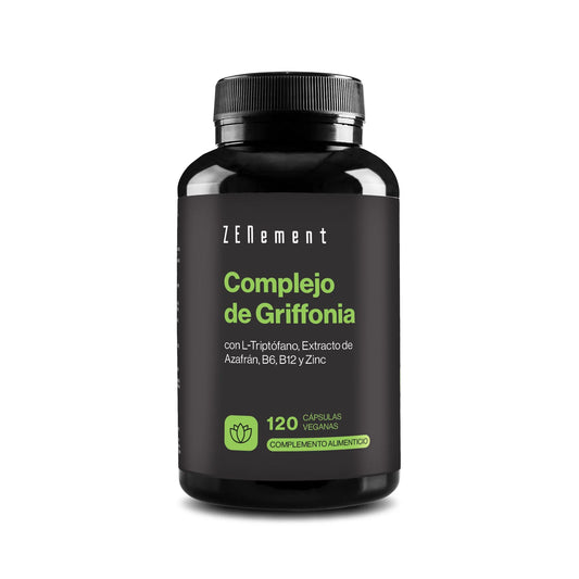 Complejo de Griffonia con L-Triptófano, Extracto de Azafrán, B6, B12 y Zinc - 120 Cápsulas