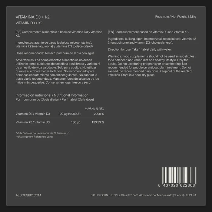 Vitamina D3 + K2 - 250 comp