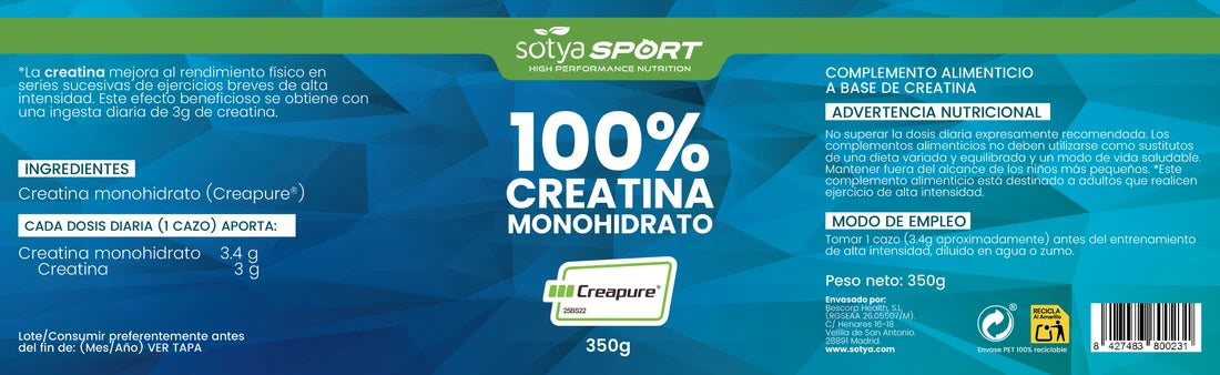 Creatina Monohidrato Creapure® - 350 g - Sotya