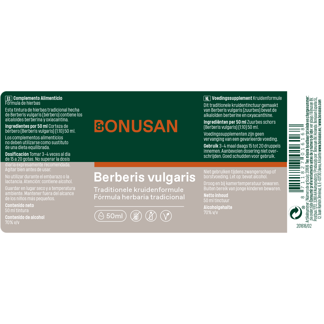 Berberis Vulgaris - 50 ml TINTURA Bonusan