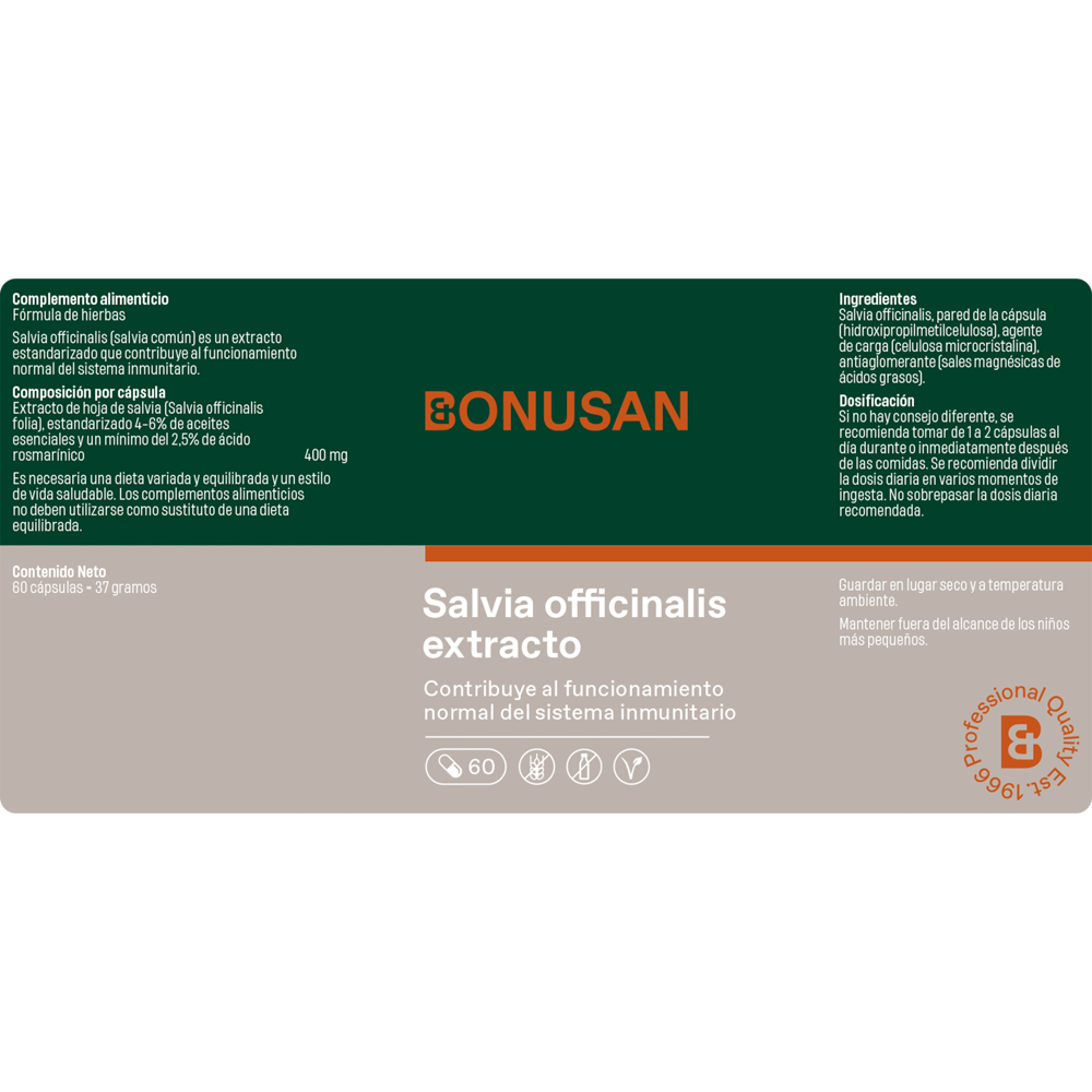 Salvia Officinalis Extracto - 60 cáps vegetales Bonusan