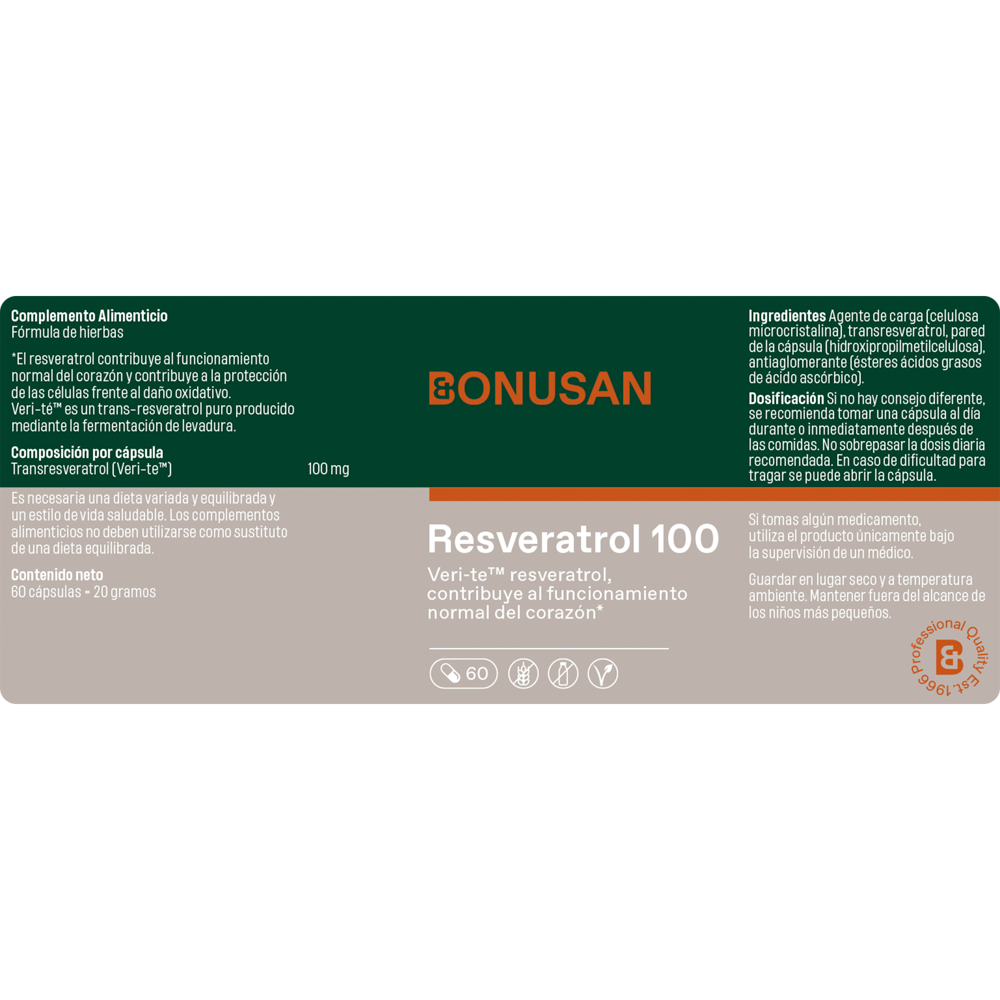 Resveratrol 100 Mg - 60 cápsulas Bonusan