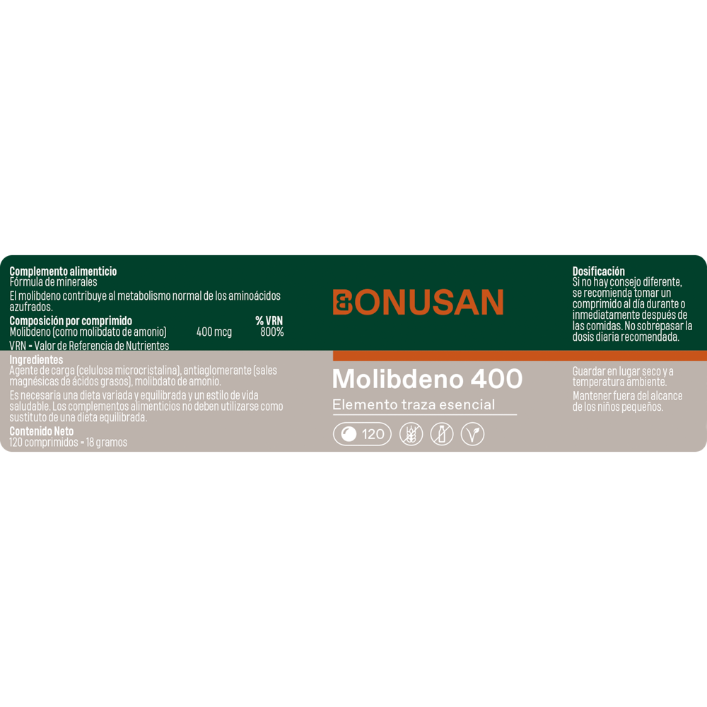 Molibdeno 400 Mcg - 120 tabletas Bonusan