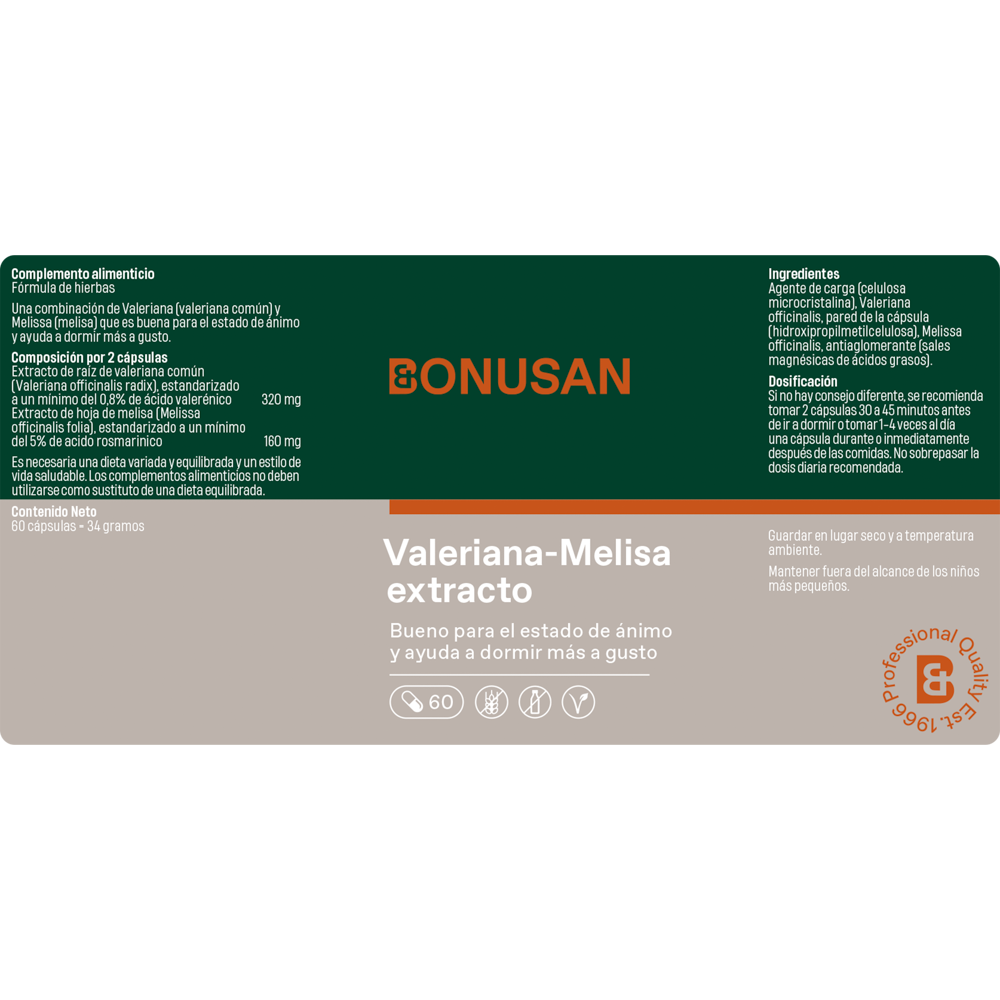 Bonusan Valeriana-Melisa extracto - 60 caps