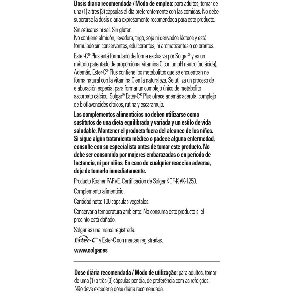 Ester C plus 500 mg Vitamina C - 100 comp