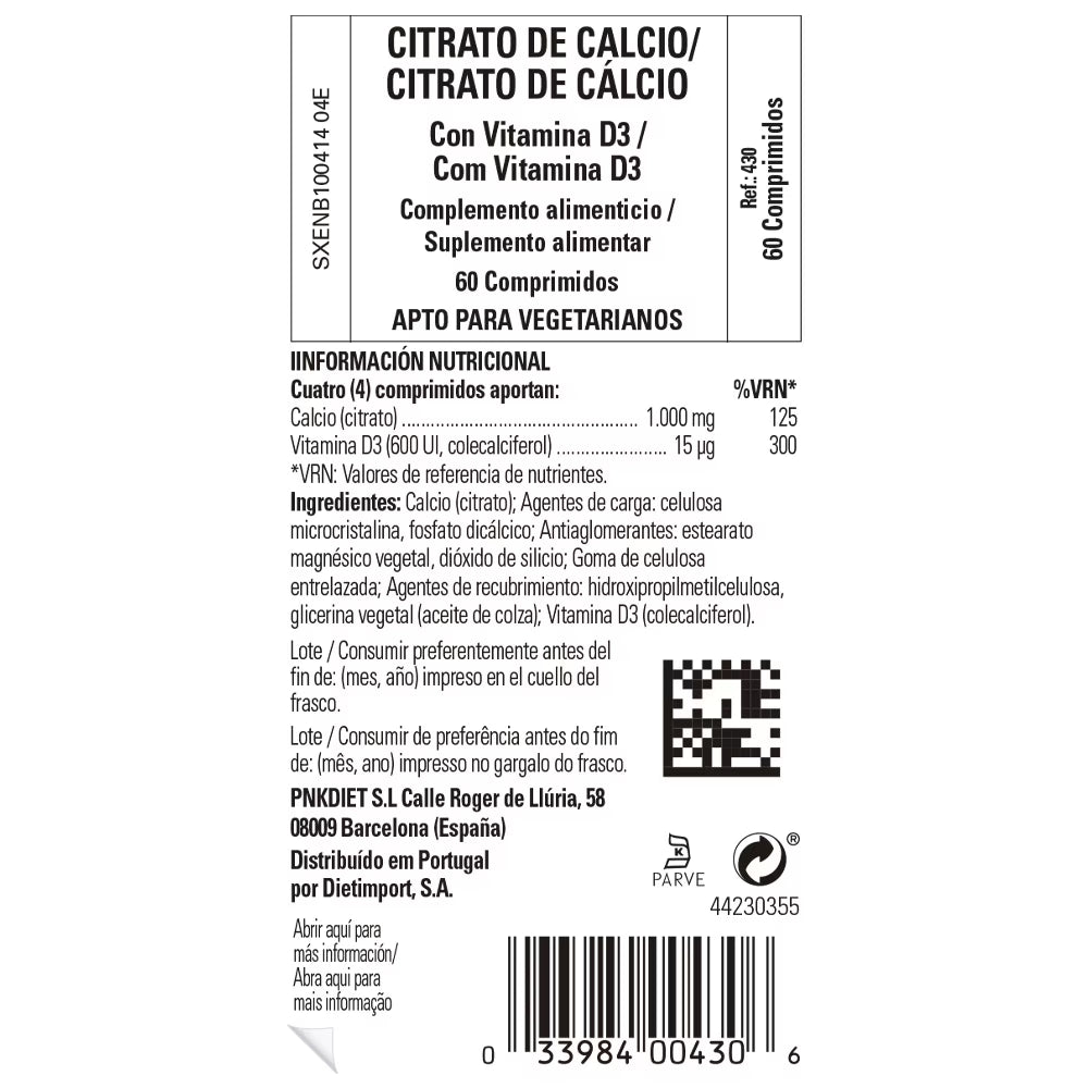 Citrato de Calcio con Vitamina D3 - 60 comp