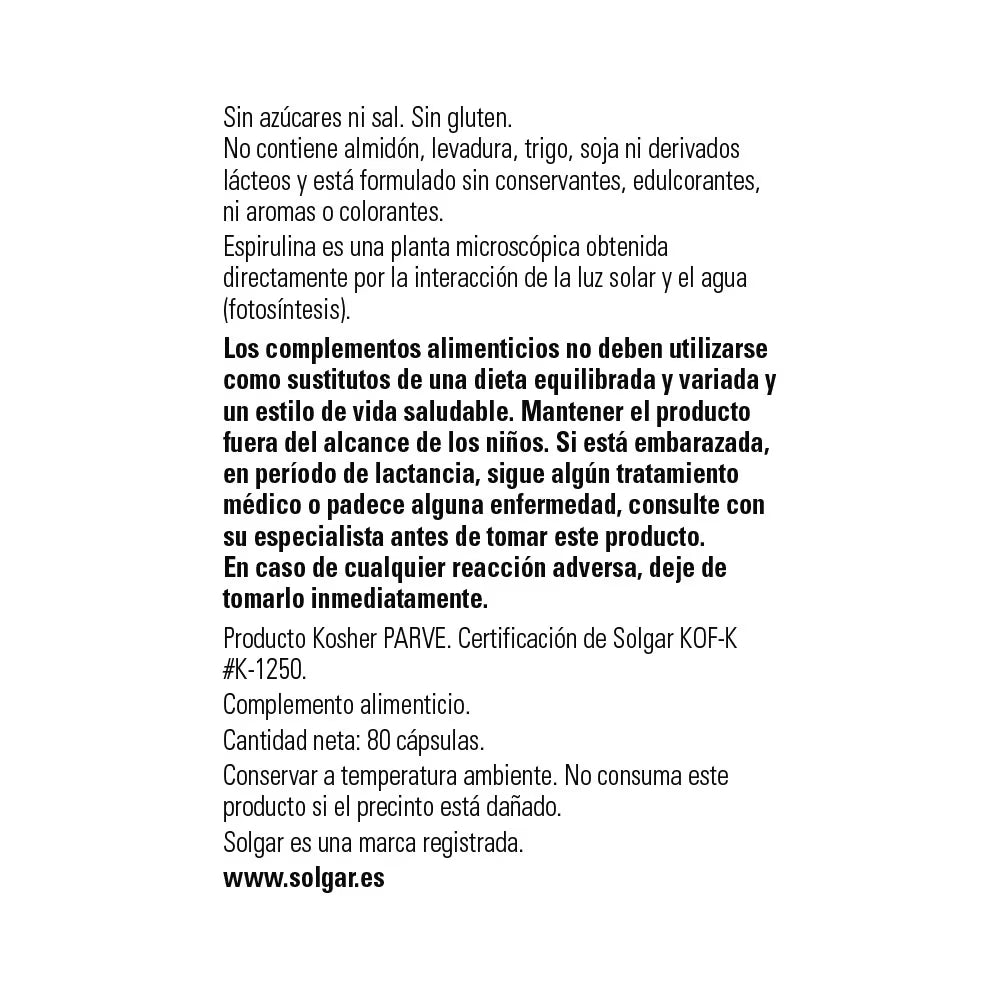 Espirulina 750 mg (Plancton) - 80 caps