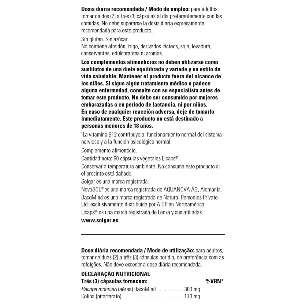 Brain Works con Full Spectrum Cúrcuma y BacoMind - 60 comp