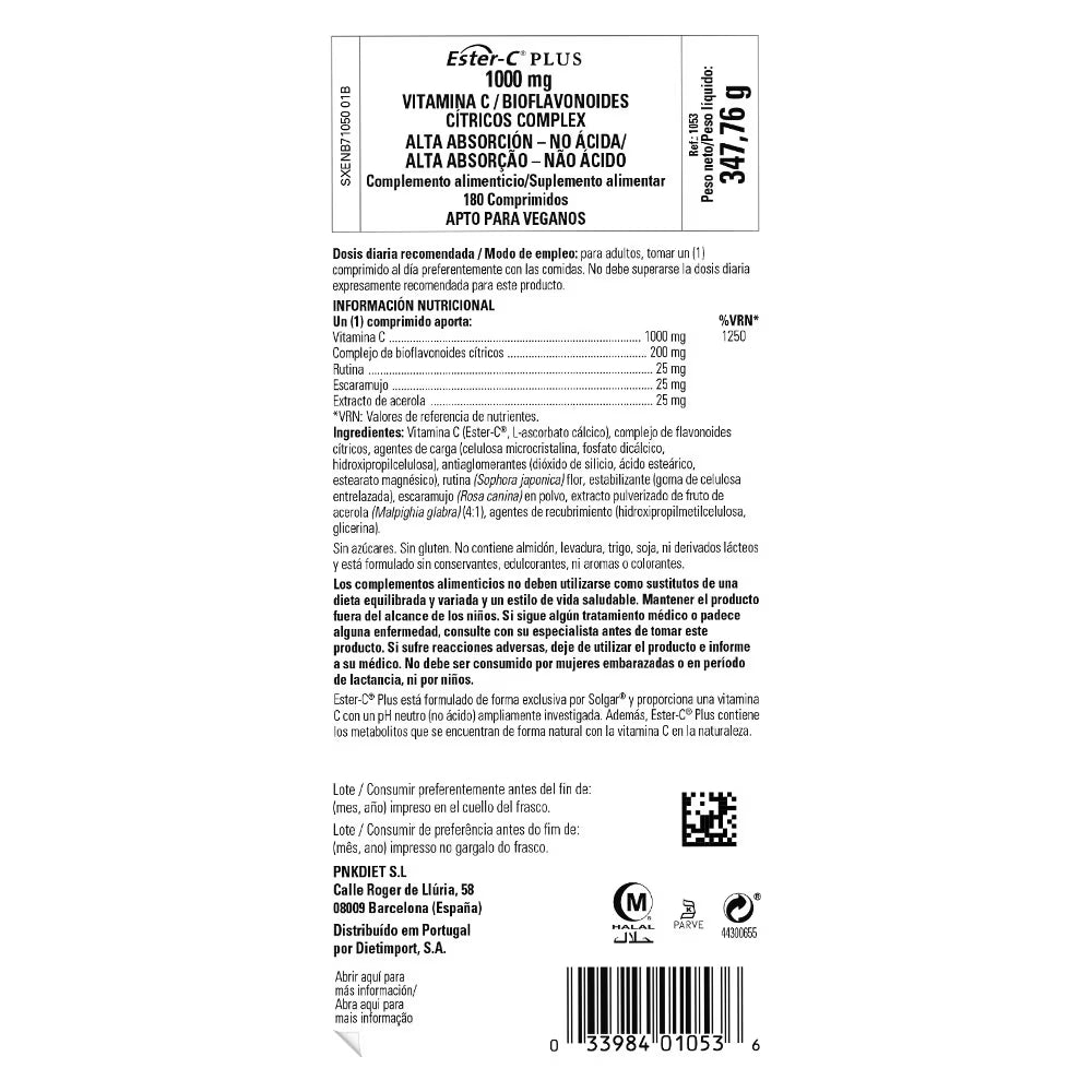 Ester C plus 1000 mg Vitamina C - 180 comp