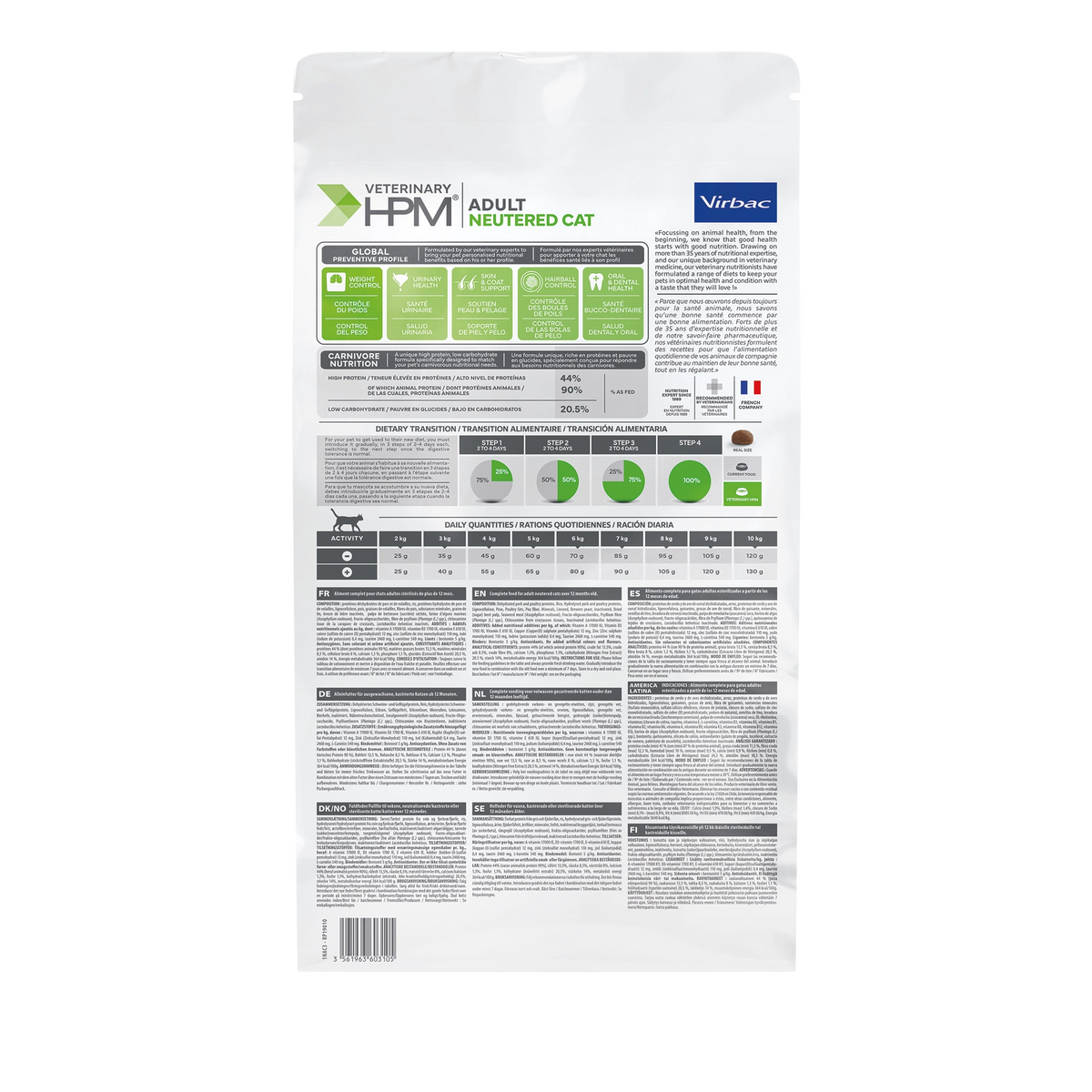 Virbac Veterinary HPM Adult Neutered Cat - 1,5 kg