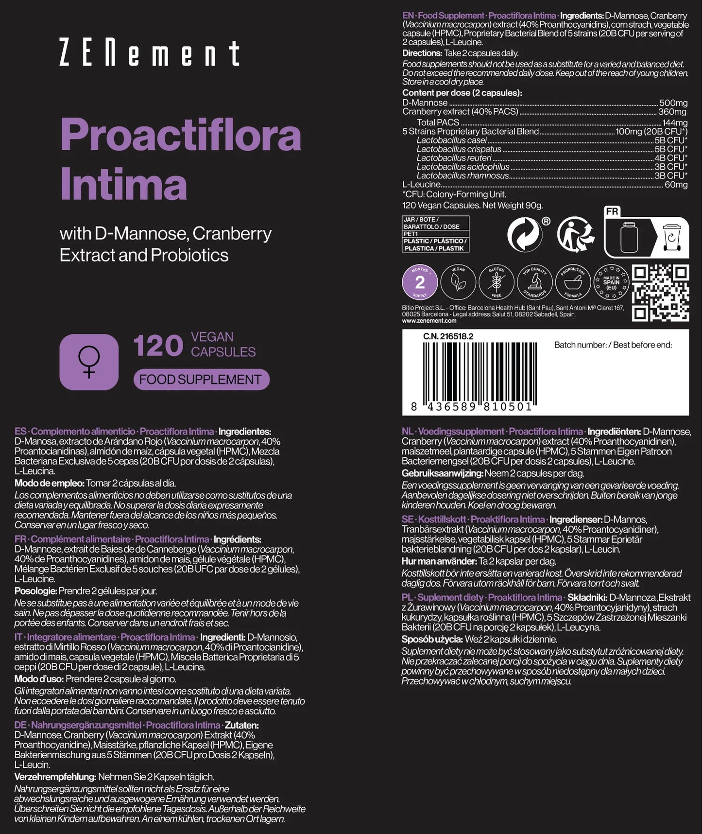 Proactiflora Intima - 120 Cápsulas