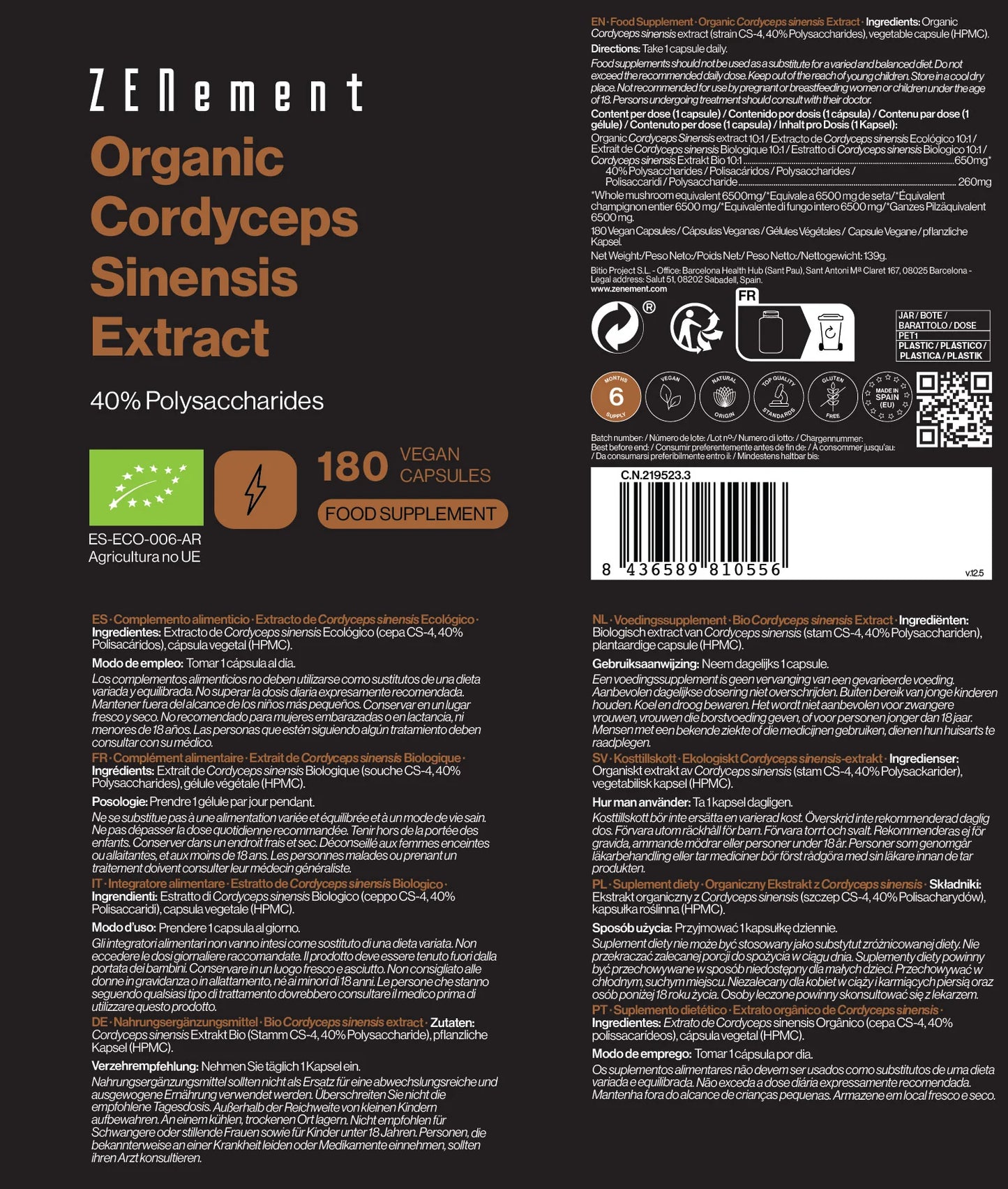 Extracto de Cordyceps Sinensis Ecológico - Zenement