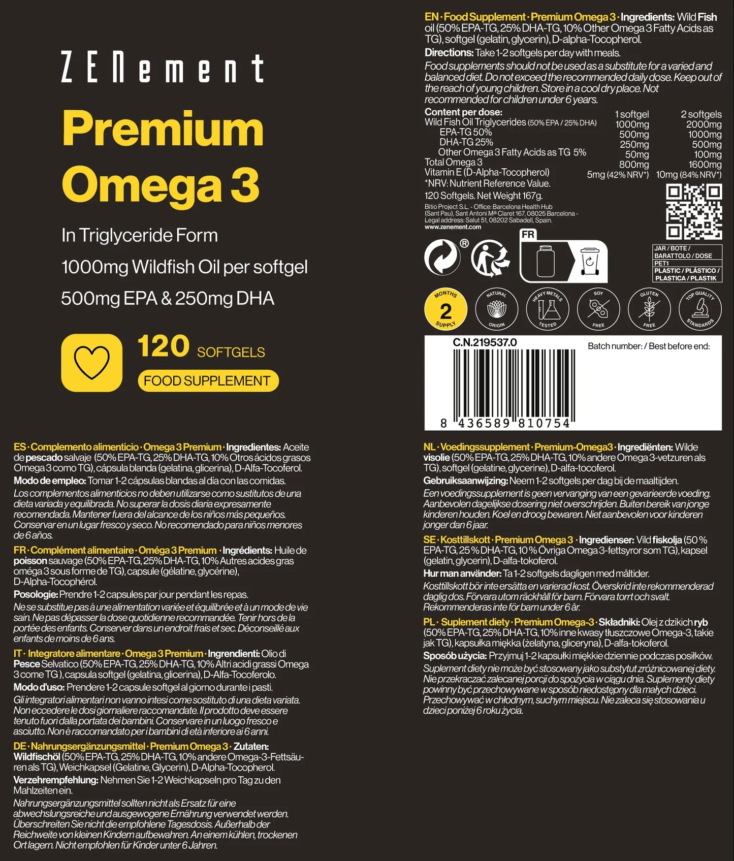 Omega 3 Premium Triglicéridos - 120 caps