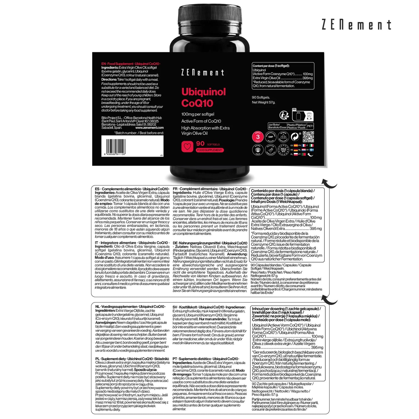 Ubiquinol CoQ10 - 90 cápsulas Zenement