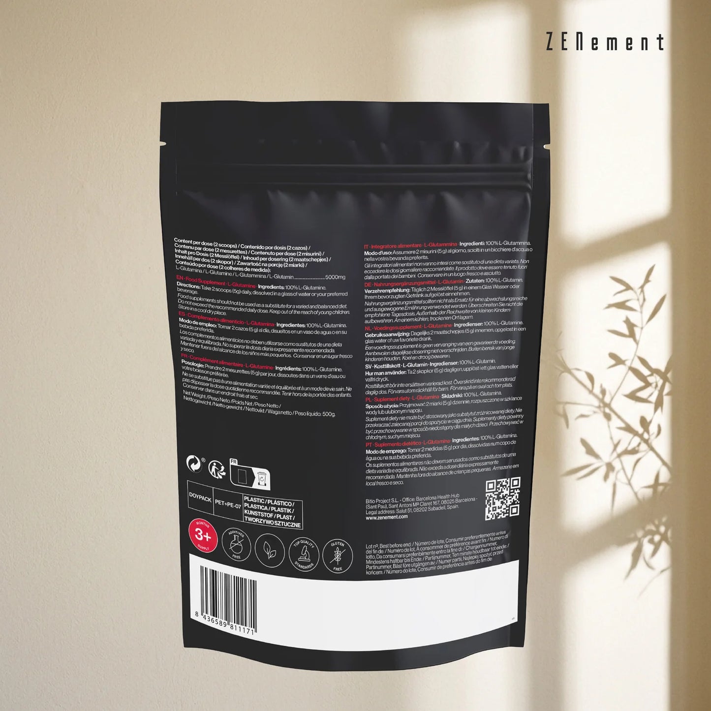 L-Glutamina - 500 gr Zenement