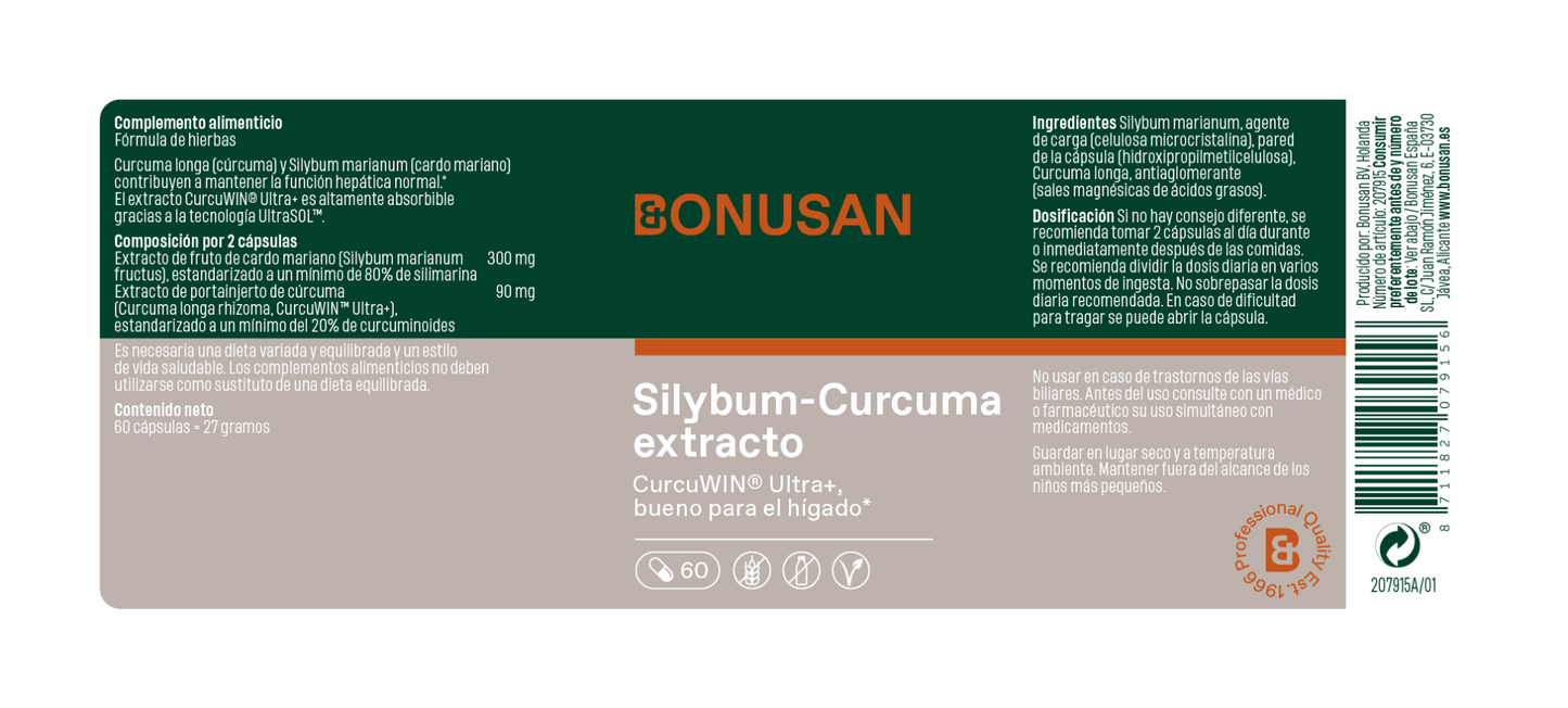 Silybum-Curcuma Extracto - 60 cáps vegetales Bonusan