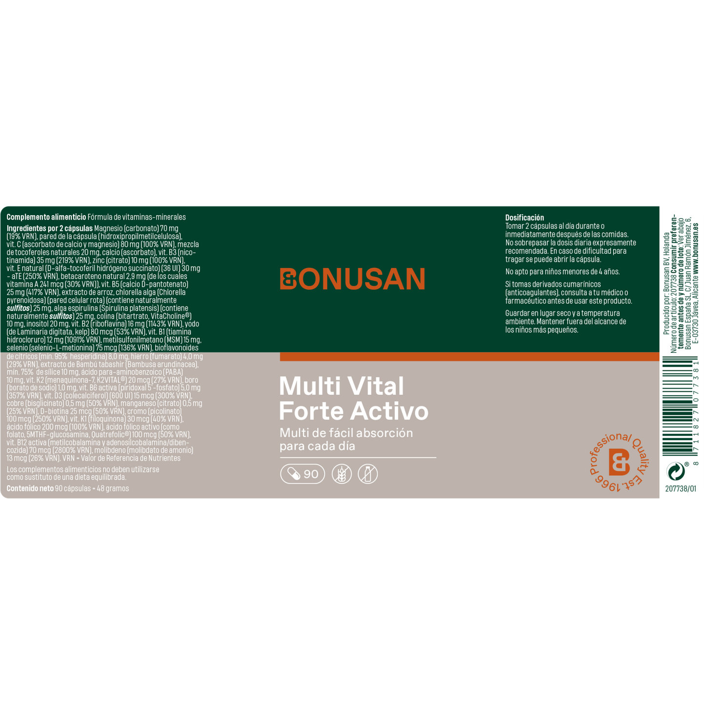 Multivital Forte - Activo - 60 tabletas Bonusan