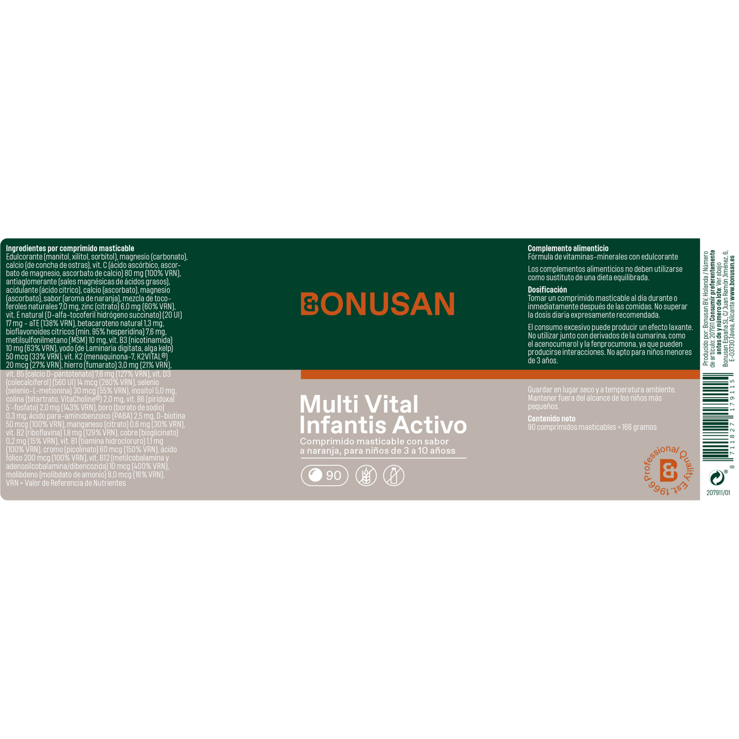 Multivital Forte Infantis Activo - 90 Compr-Mastic Bonusan