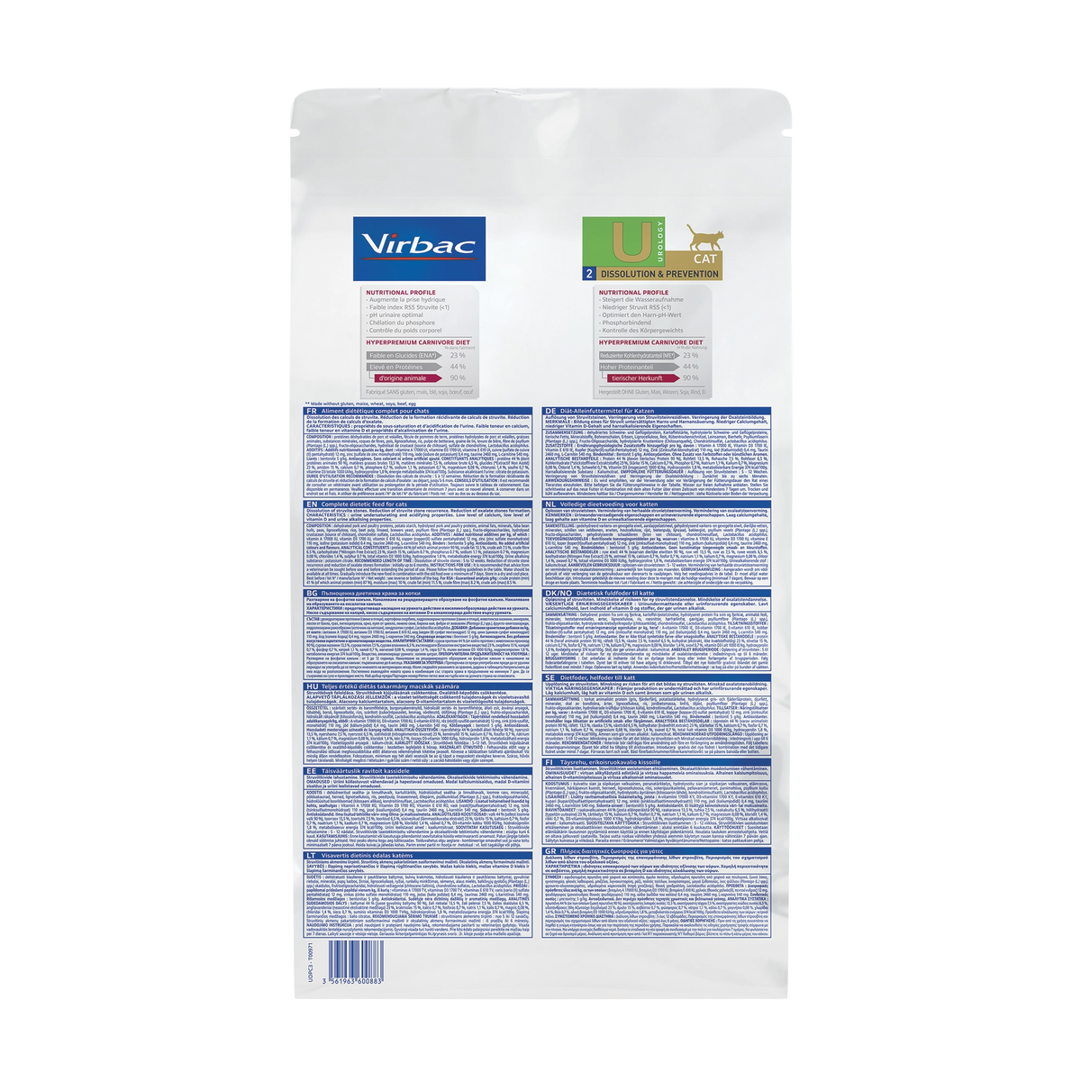 Virbac Veterinary HPM Cat Urology U2 Dissolution & Prevention - 1,5 kg