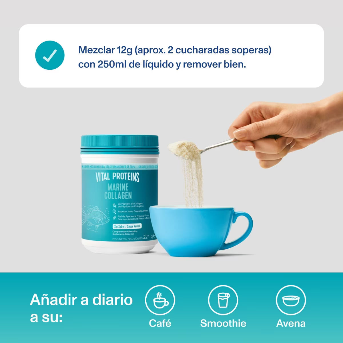 Peptidos de colageno marino sin sabor - 221g Vital Proteins