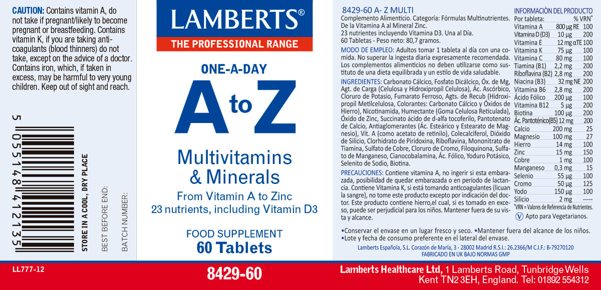 A-Z Multivitaminas y minerales - 60 tabs