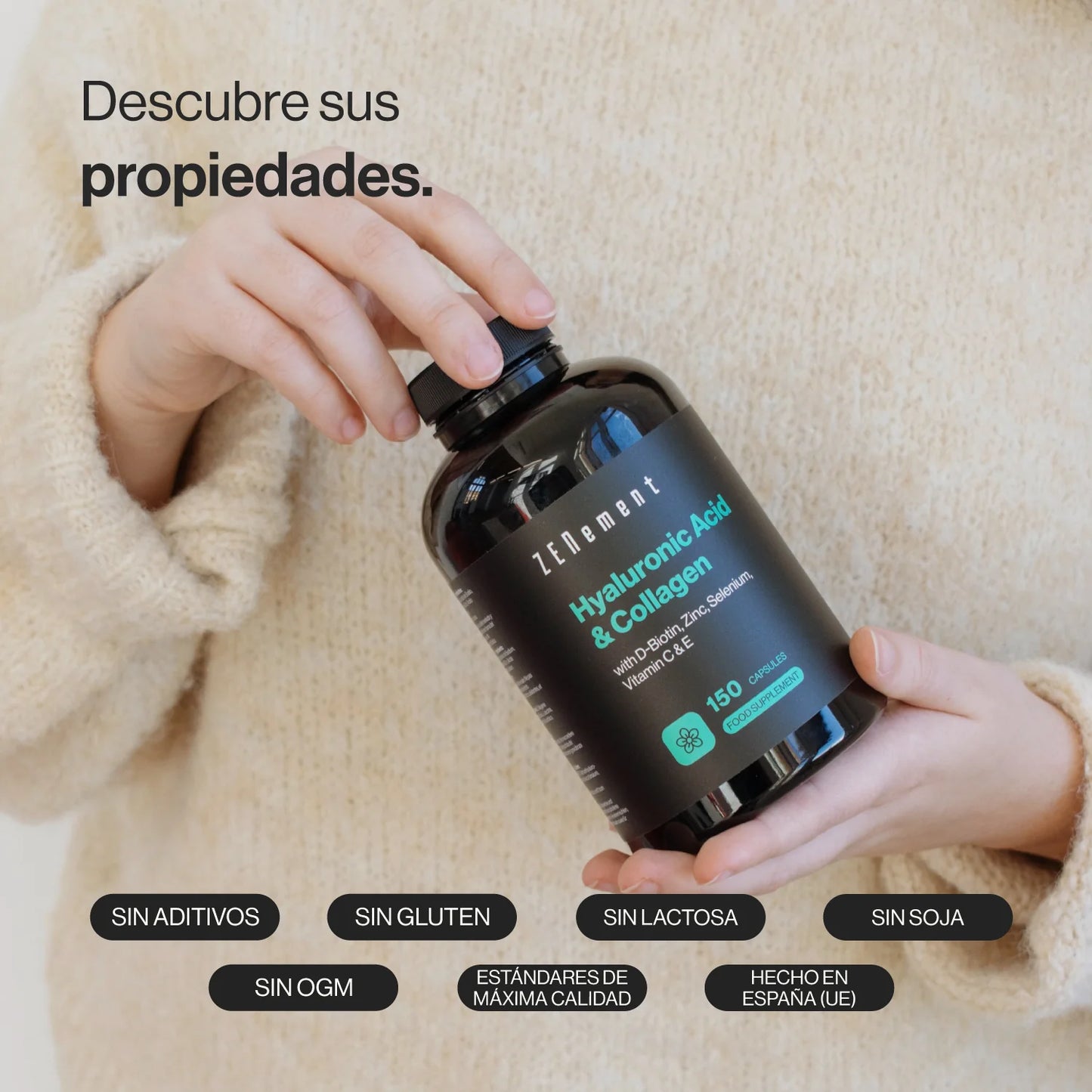 Ácido Hialurónico y Colágeno con Biotina, Zinc, Selenio, Vitamina C y E - 150 Cápsulas