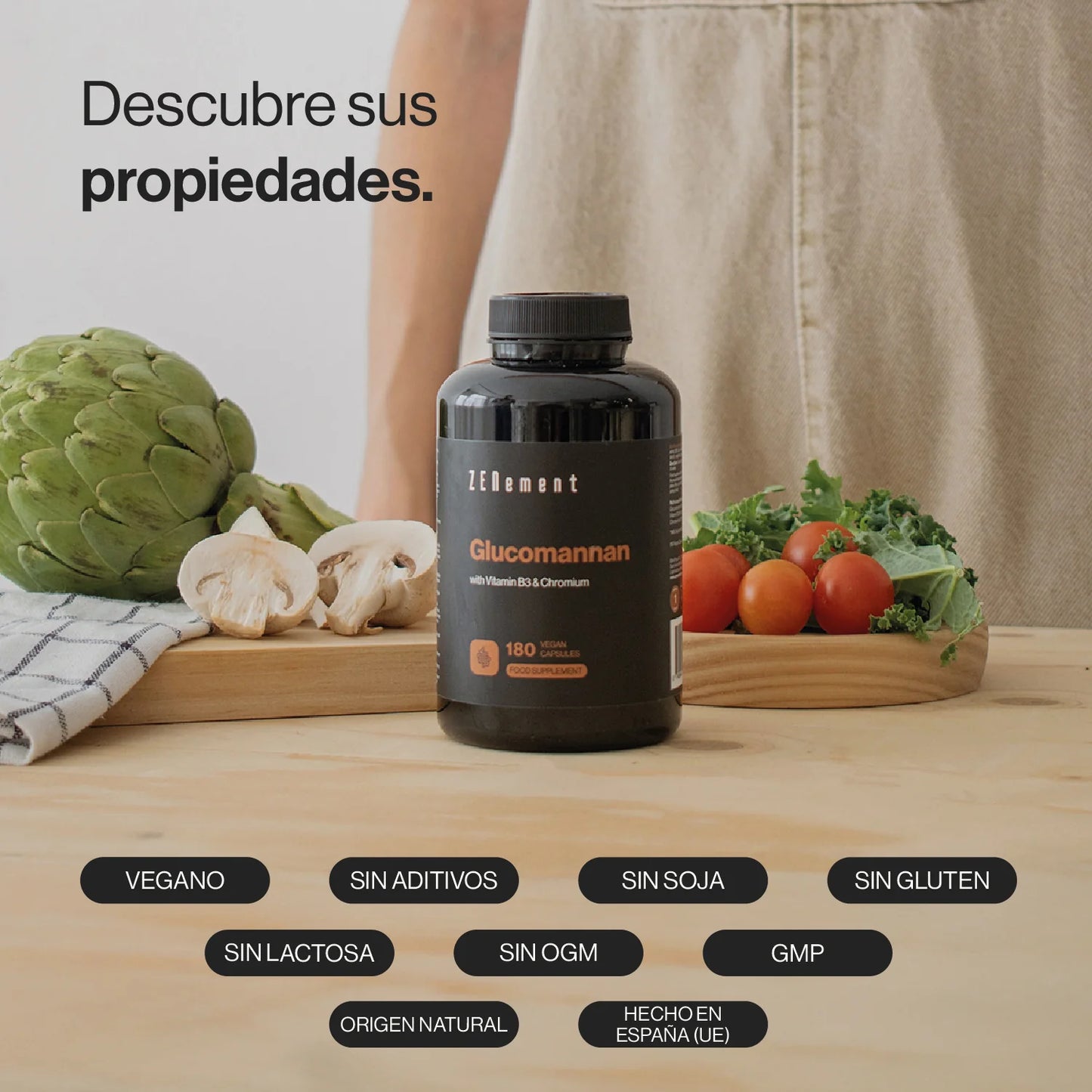 Glucomanano + Vitamina B3 y Cromo - 180 Cápsulas