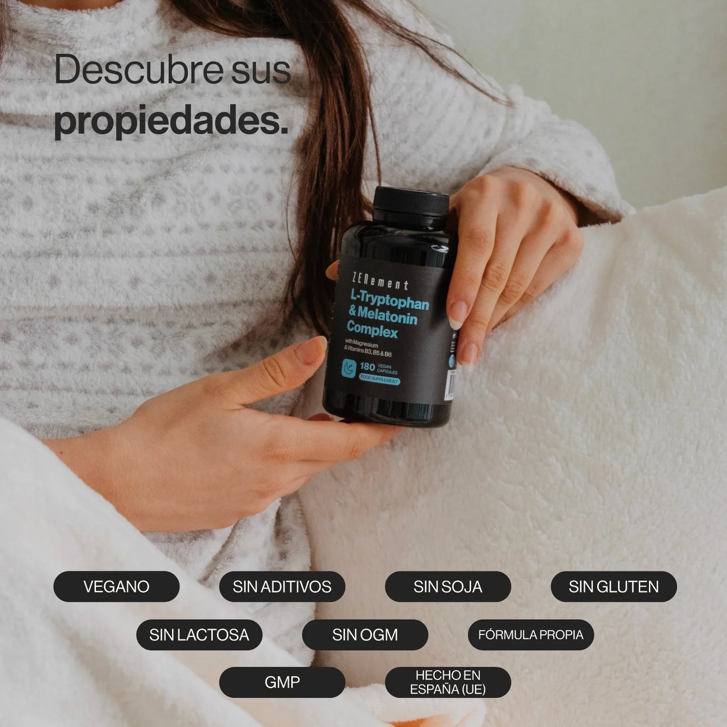 Complejo de L-Triptófano con Melatonina, Magnesio + Vitaminas B3, B5 y B6 - 180 Cápsulas