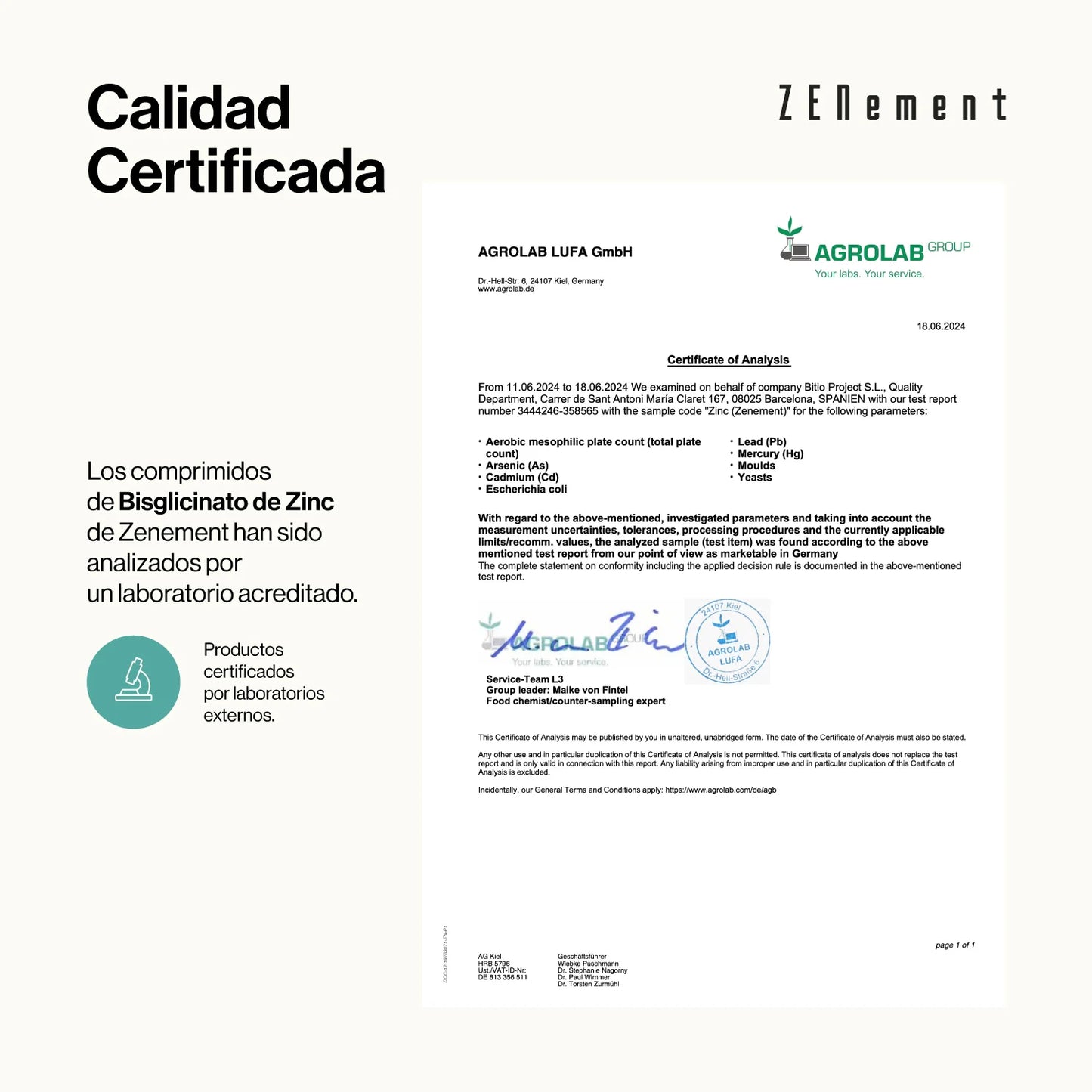 Bisglicinato de Zinc 25 mg  - 400 Comprimidos