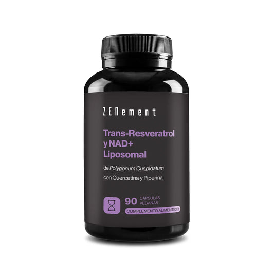 Trans-Resveratrol y NAD+ Liposomal con Quercetina y Piperina - 90 Cápsulas Veganas