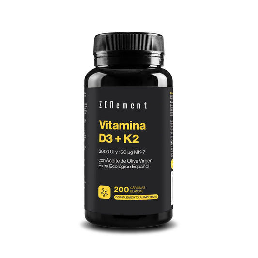 Vitamina D3 + K2 (2000 UI) & MK-7 (150 μg) - 200 Softgels
