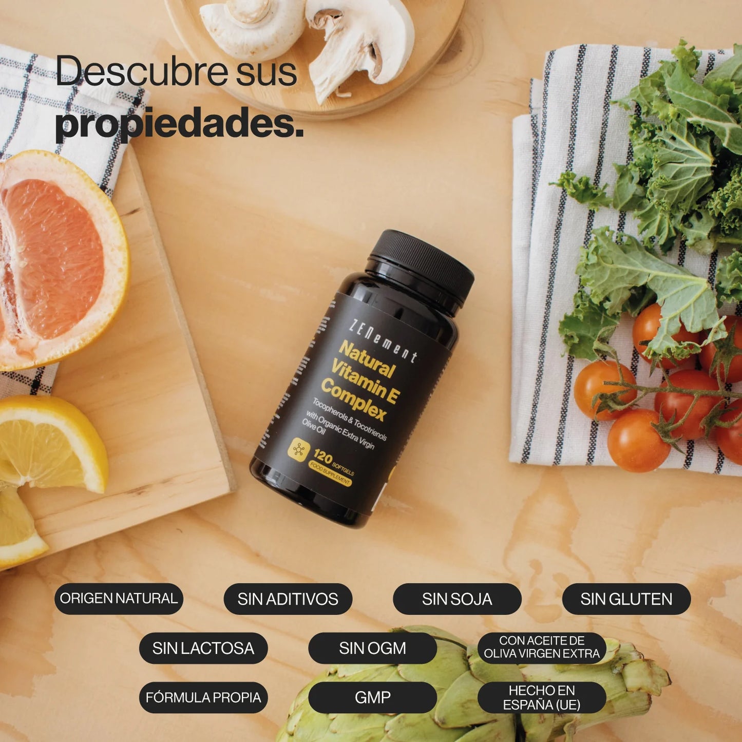 Complejo de Vitamina E Natural Espectro completo α, ß, γ, δ - 120 Softgels