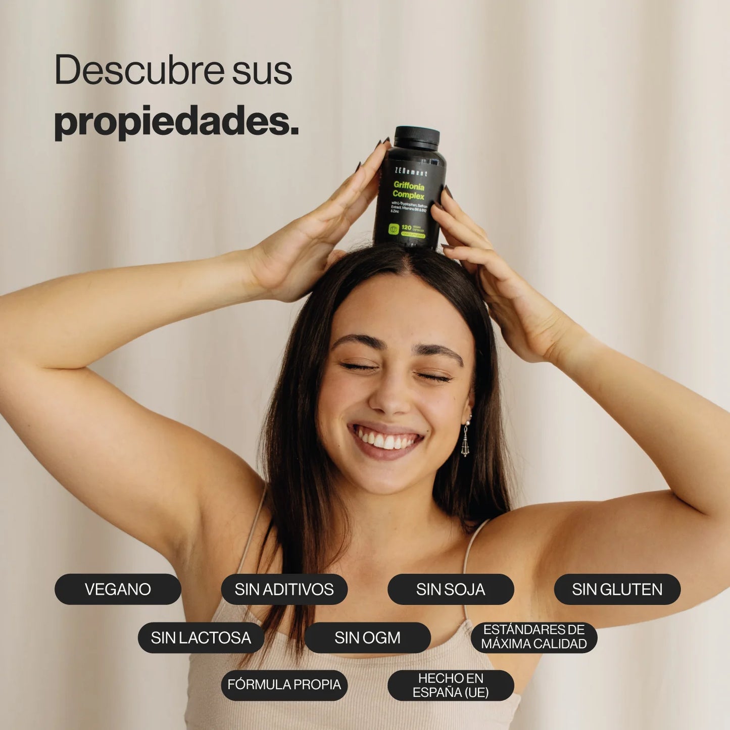 Complejo de Griffonia con L-Triptófano, Extracto de Azafrán, B6, B12 y Zinc - 120 Cápsulas