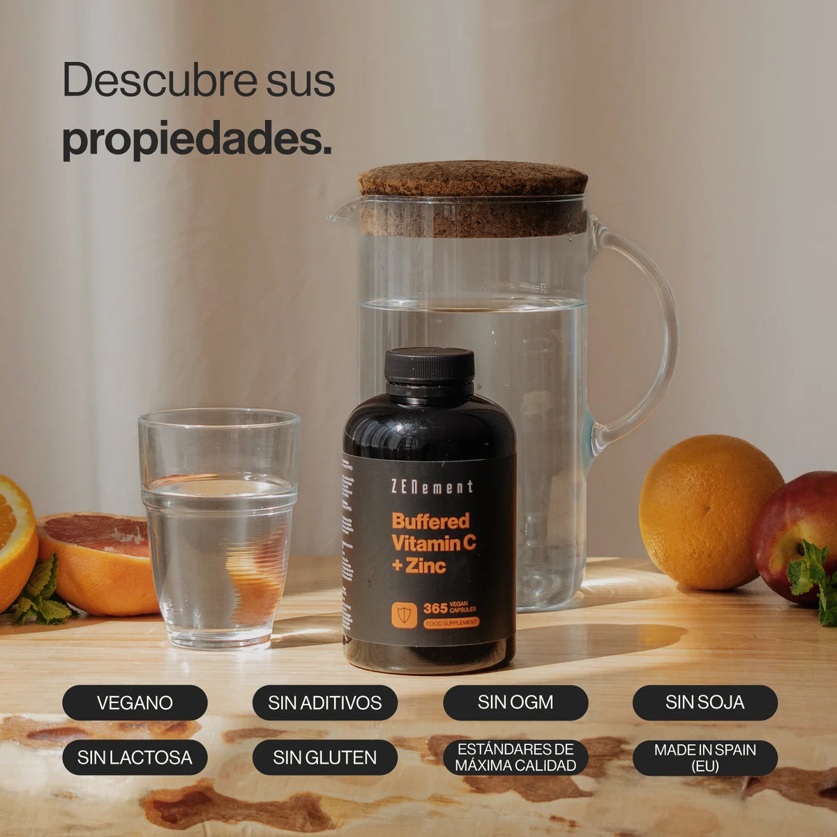 Vitamina C Tamponada + Zinc - 365 cápsulas Zenement
