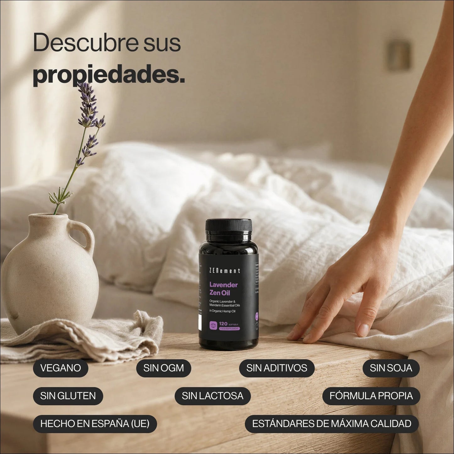 Aceite de Lavanda con Aceites de Lavanda, Mandarina y C - 150 cápsulas Zenement
