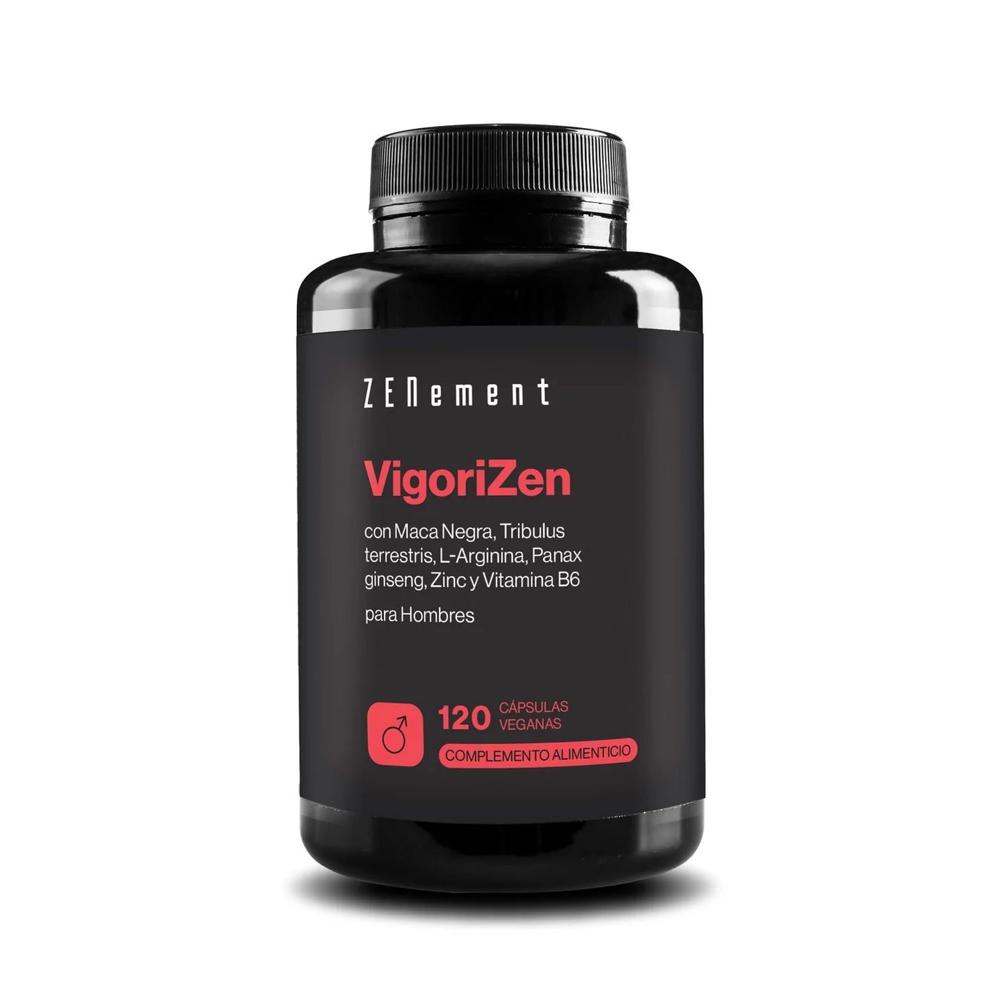 Vigorizen con Maca Negra, Tribulus Terrestris, L-Arginina, Panax Ginseng, Zinc y Vitamina B6 - 120 cápsulas Zenement