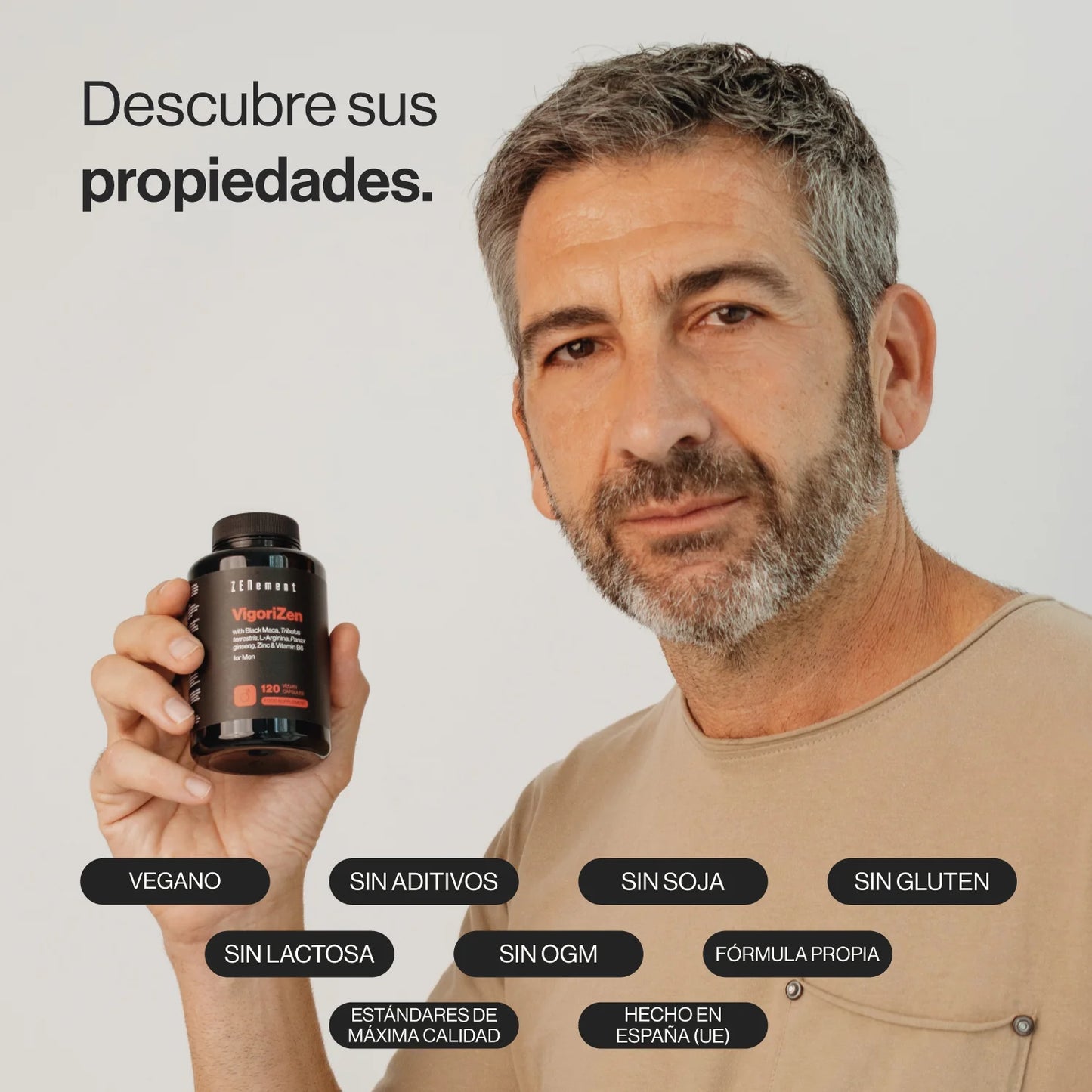 Vigorizen con Maca Negra, Tribulus Terrestris, L-Arginina, Panax Ginseng, Zinc y Vitamina B6 - 120 cápsulas Zenement